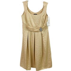 Le Bos Tan/Gold Shimmer Sleeveless Dress Size 10